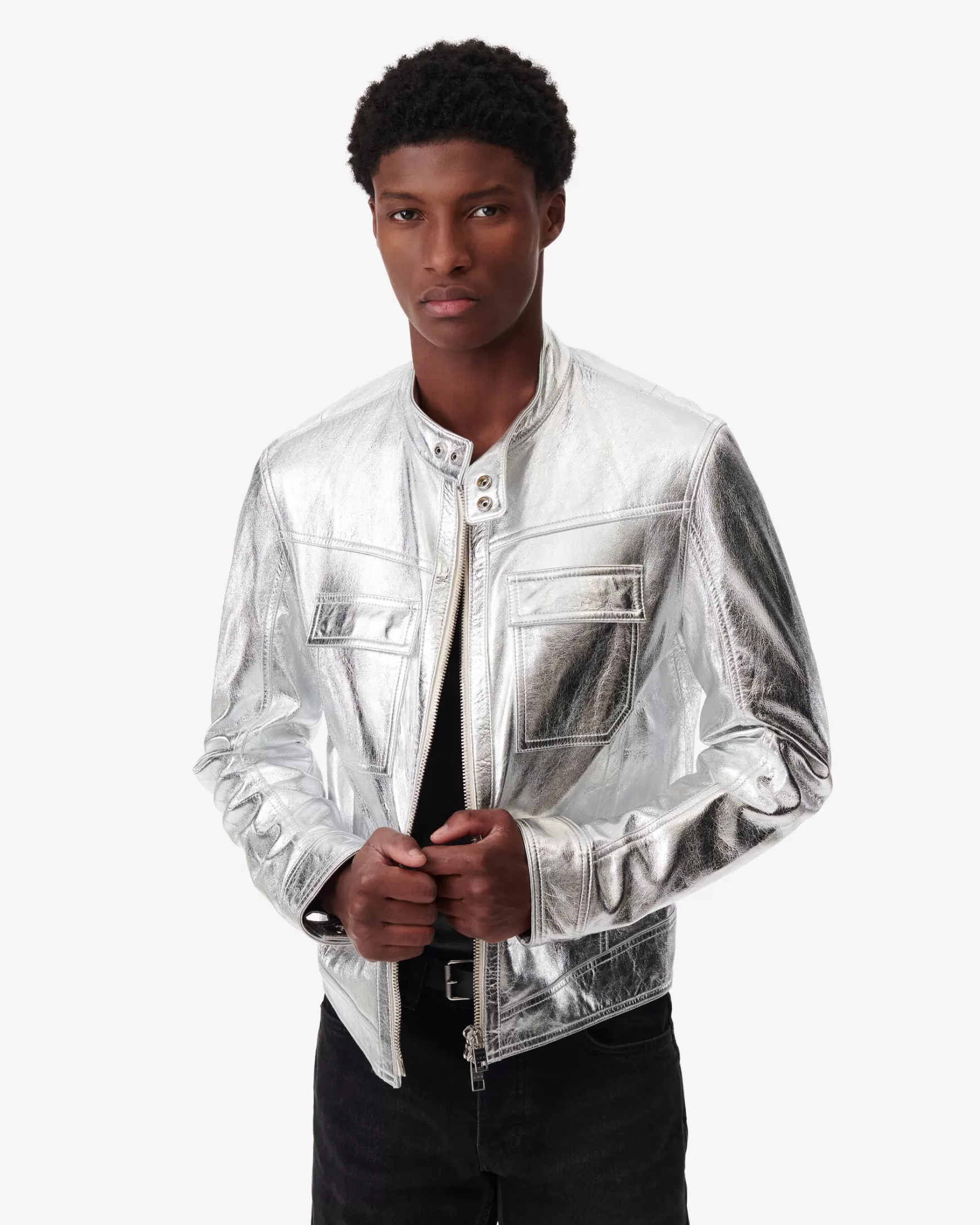Fashion Blouson En Cuir Metallise wn Homme Vestes & Manteaux