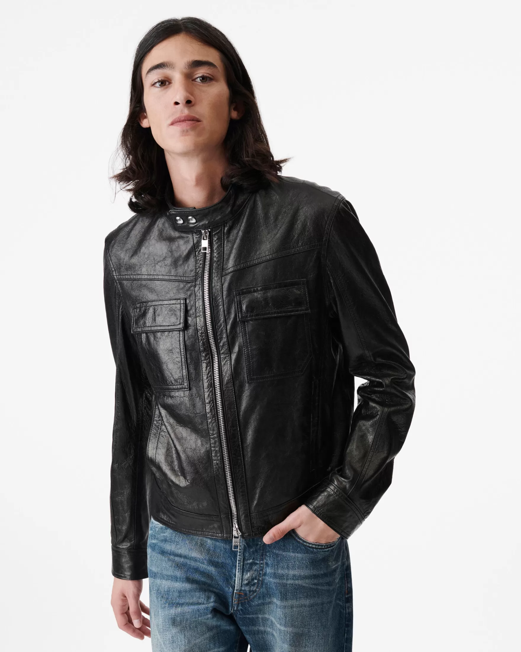 Discount Blouson En Cuir Metallise wn Homme Vestes & Manteaux