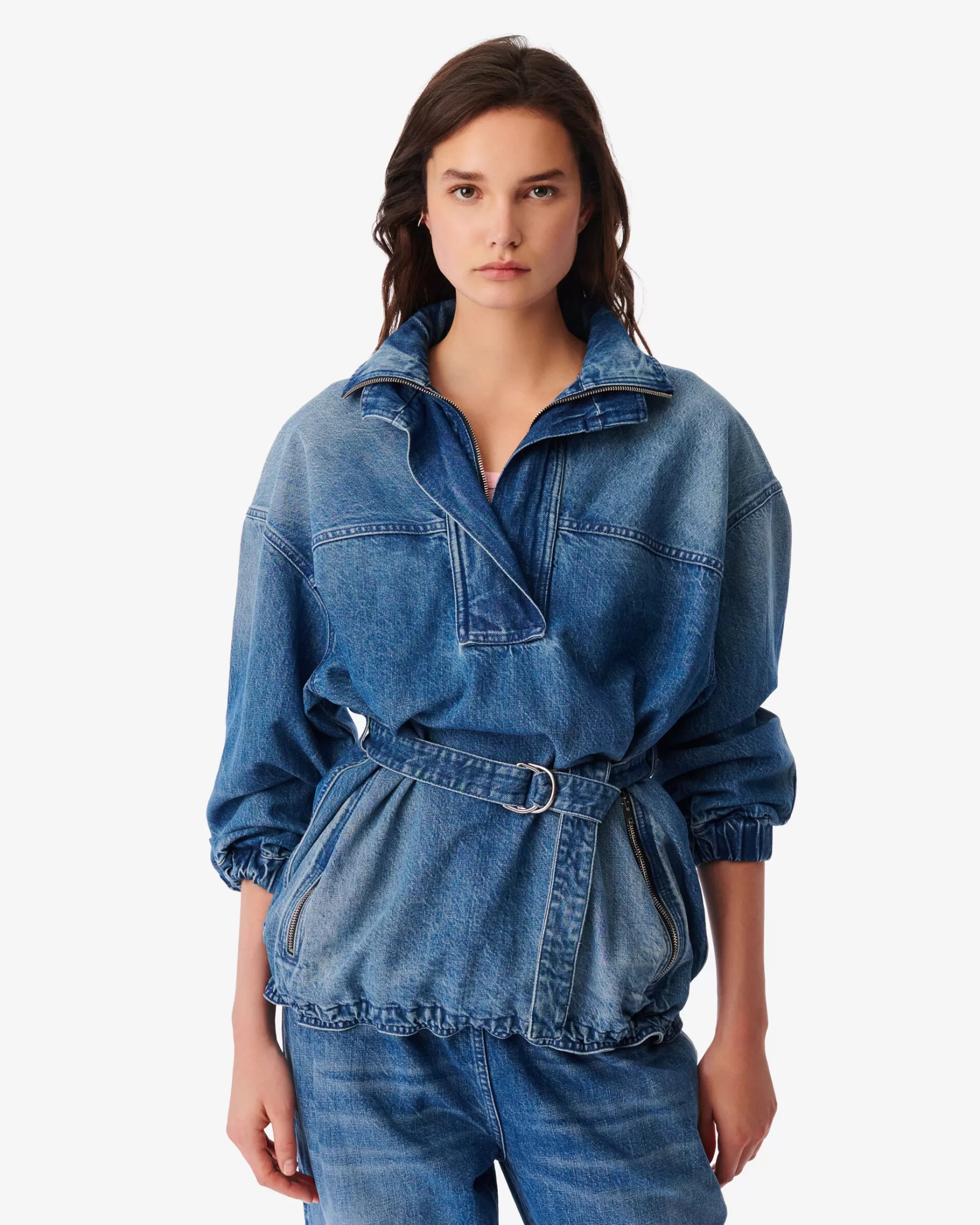 Fashion Blouson En Jean Col Montant Asya Femme Vestes & Manteaux