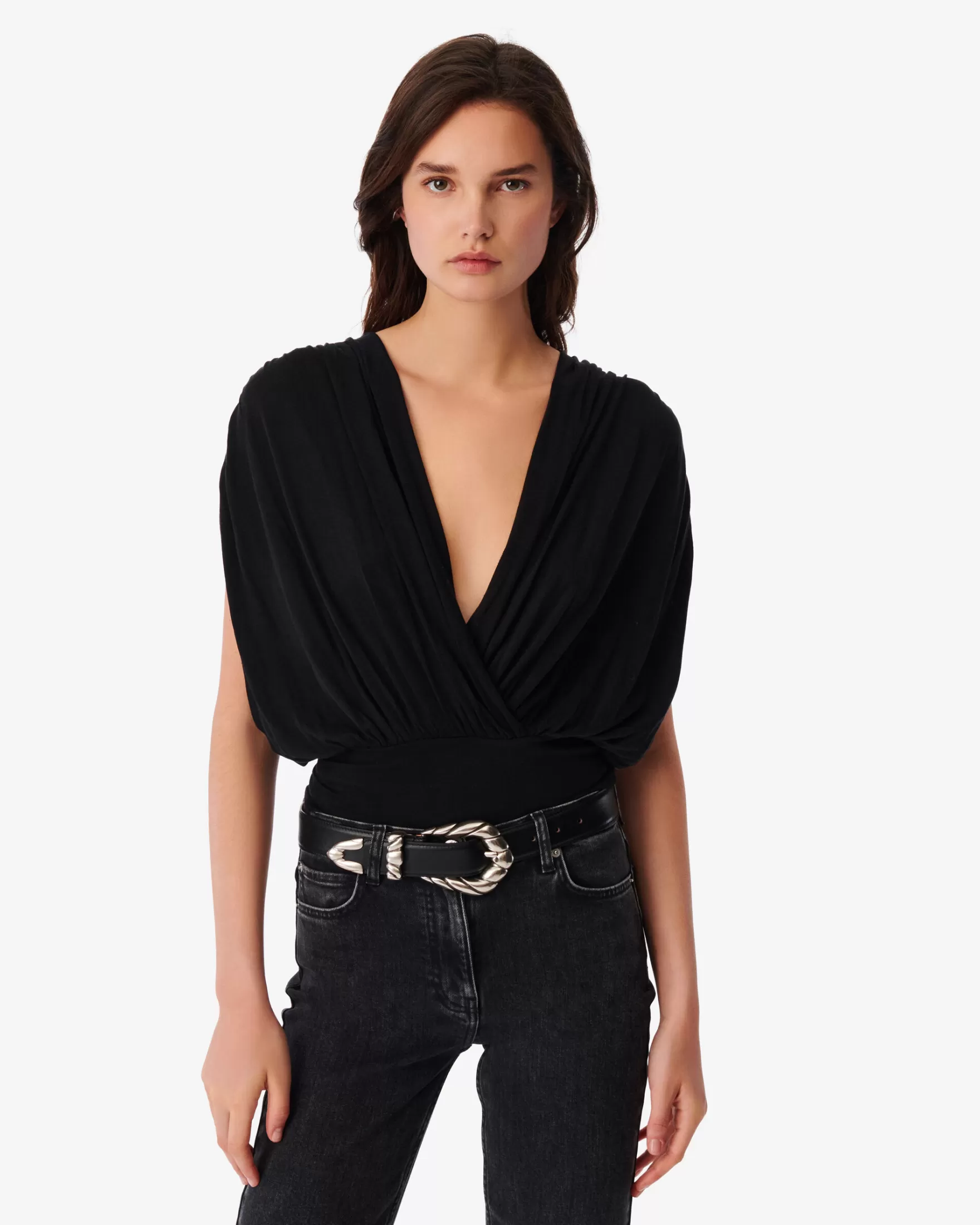 Hot Debardeur Drape Col V Biano Femme T-Shirts
