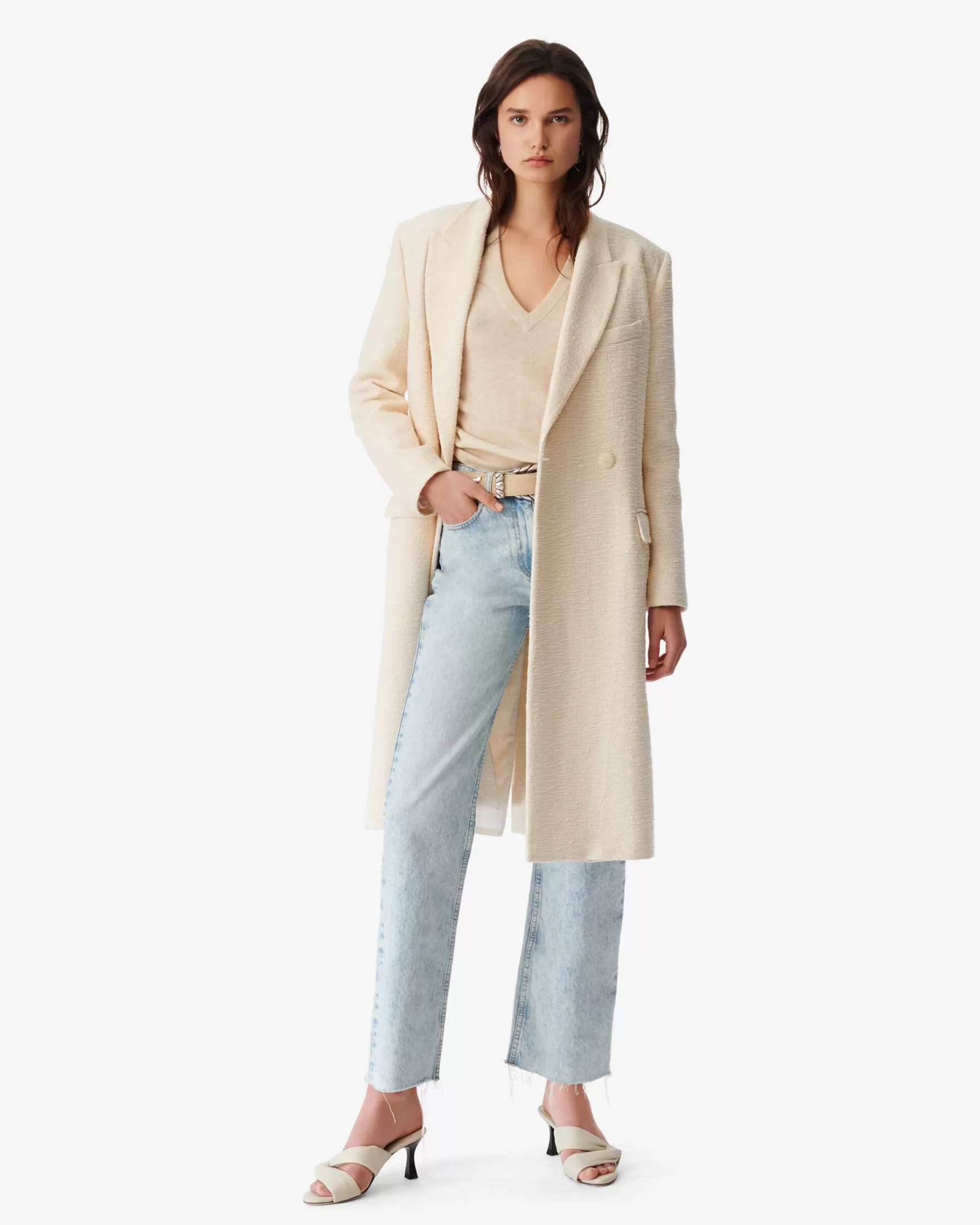 Shop Manteau Long En Tweed Remya Femme Vestes & Manteaux