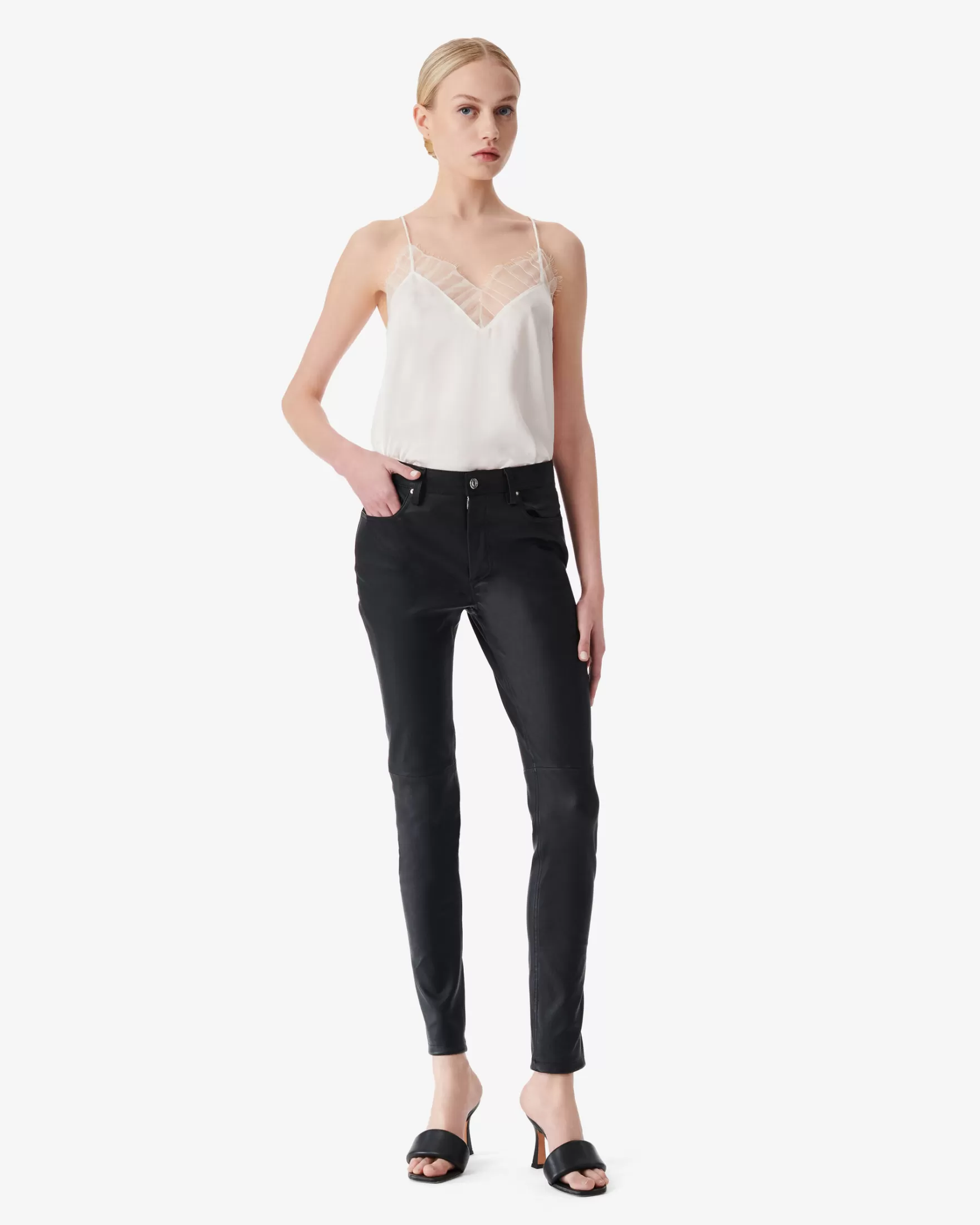 Best Sale Pantalon En Cuir Zaslim Femme Pantalons