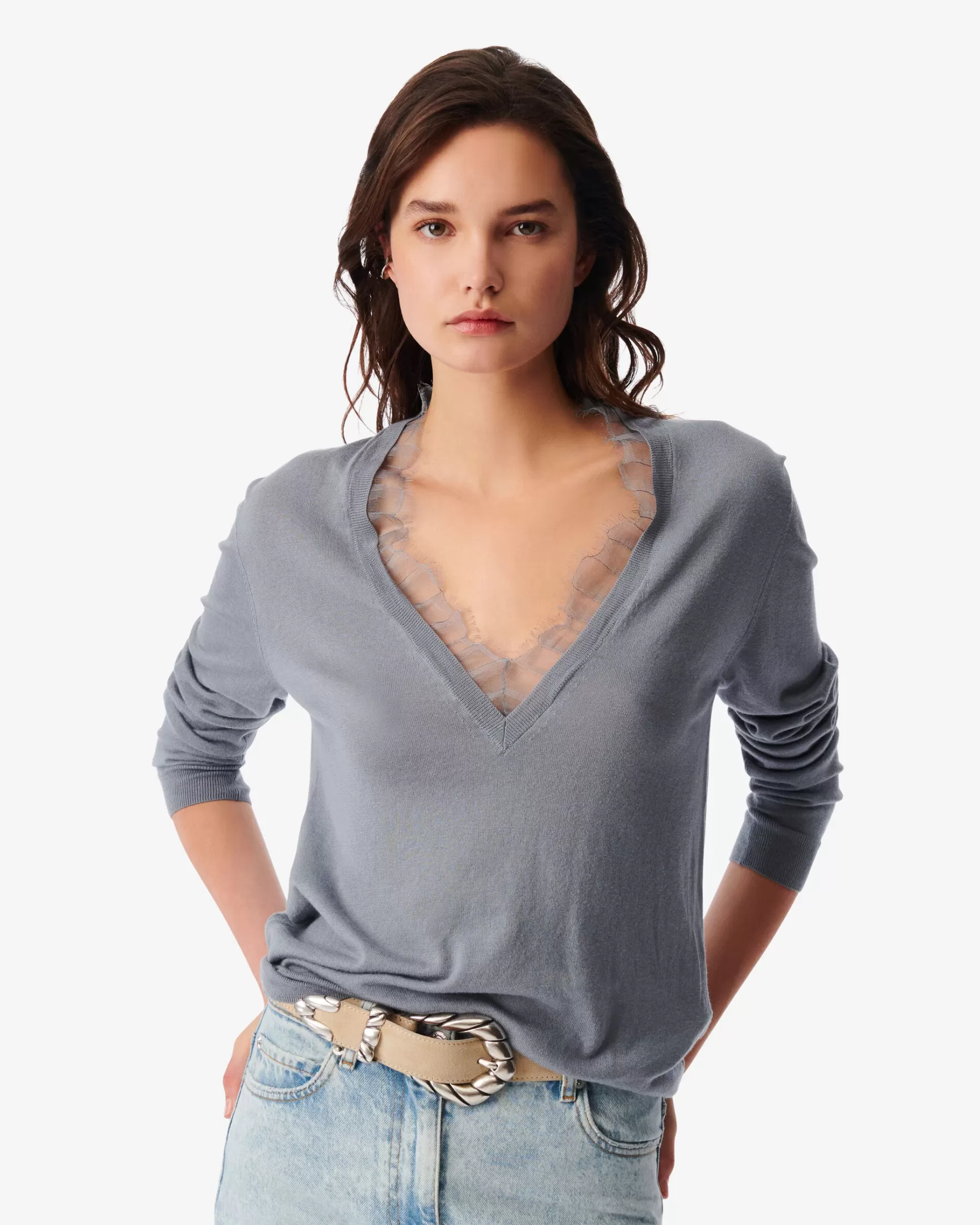 New Pull Col V A Dentelle Jayden Femme Pulls & Sweats