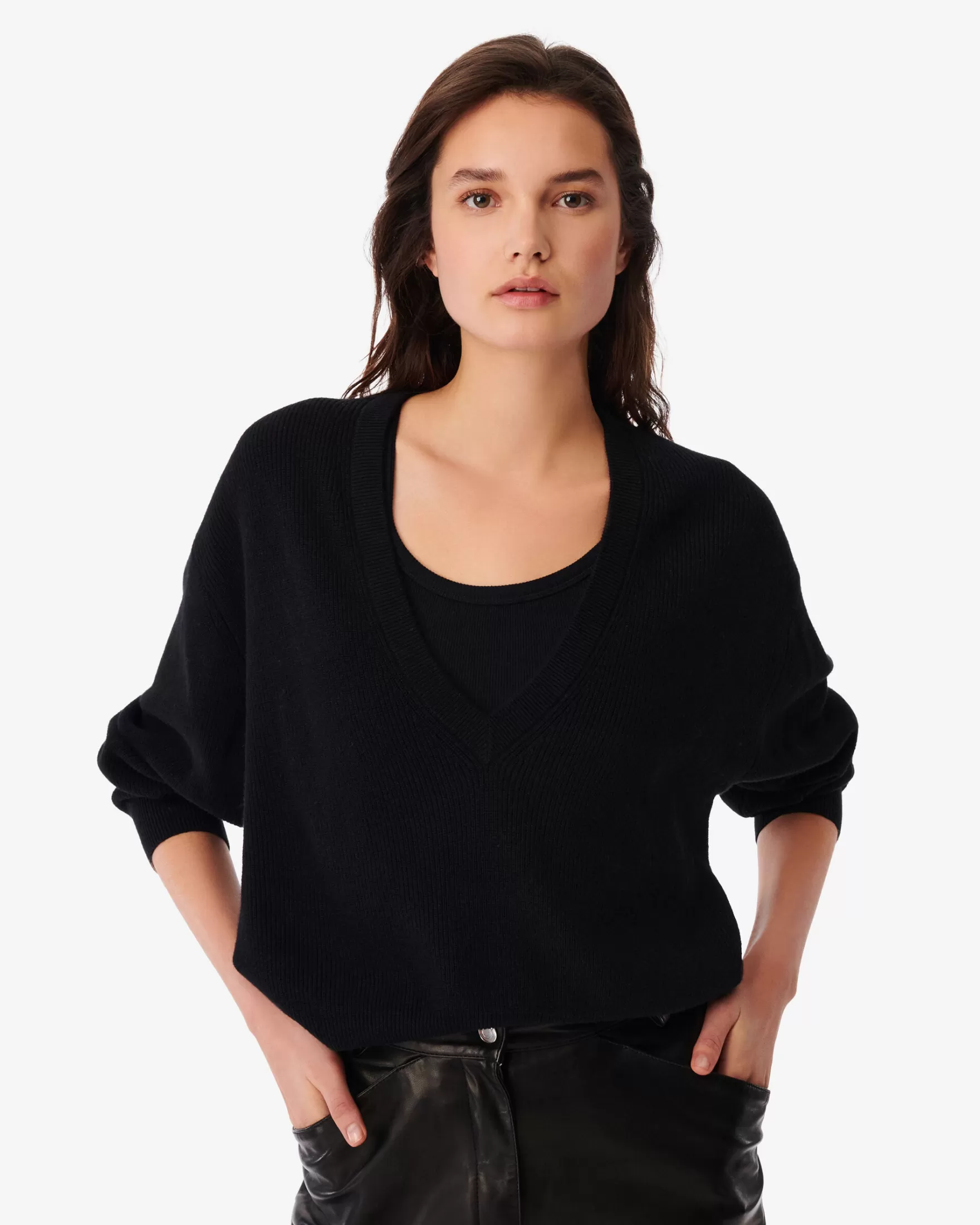Clearance Pull Crop Et Col V Viola Femme Pulls & Sweats