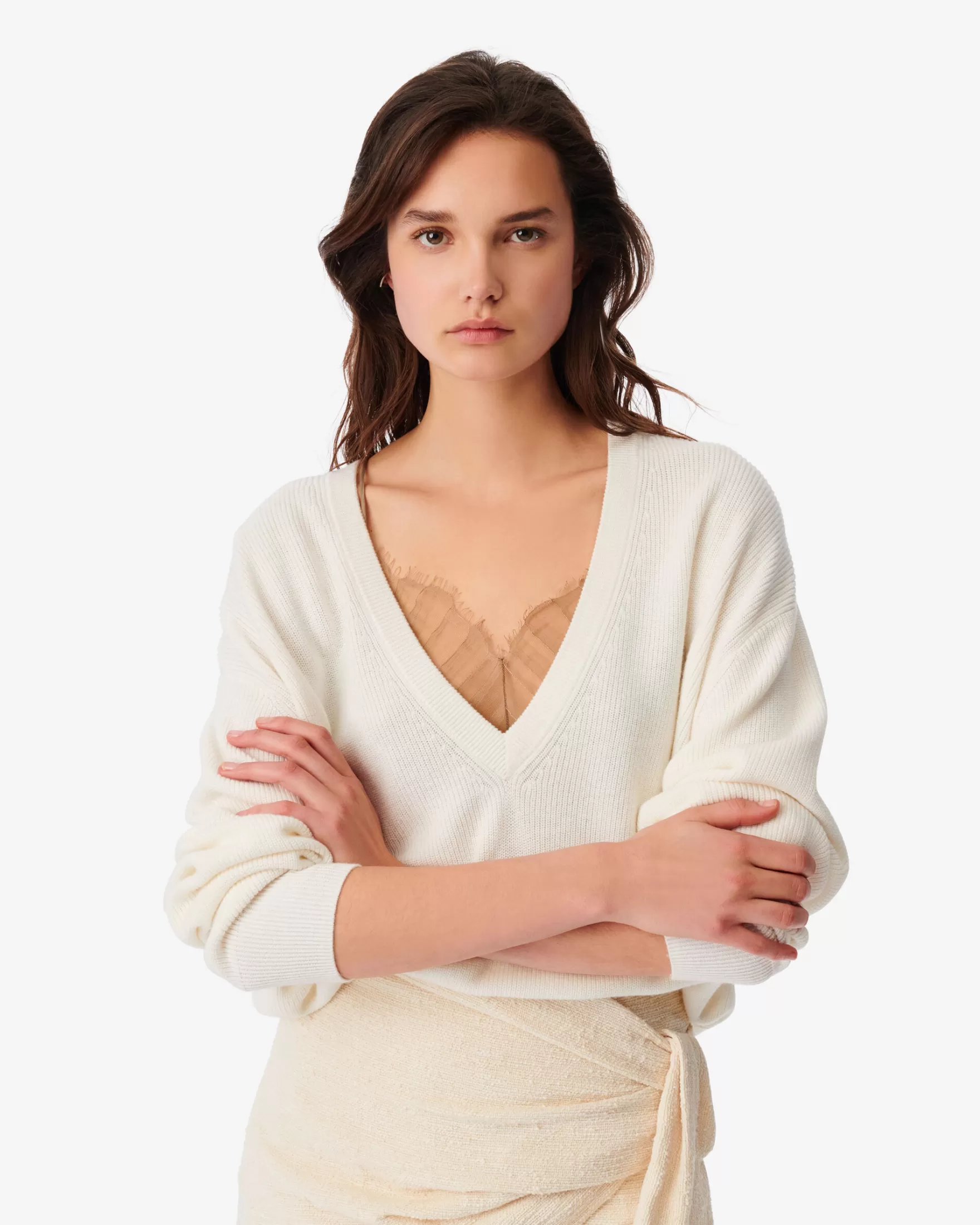 Cheap Pull Crop Et Col V Viola Femme Pulls & Sweats