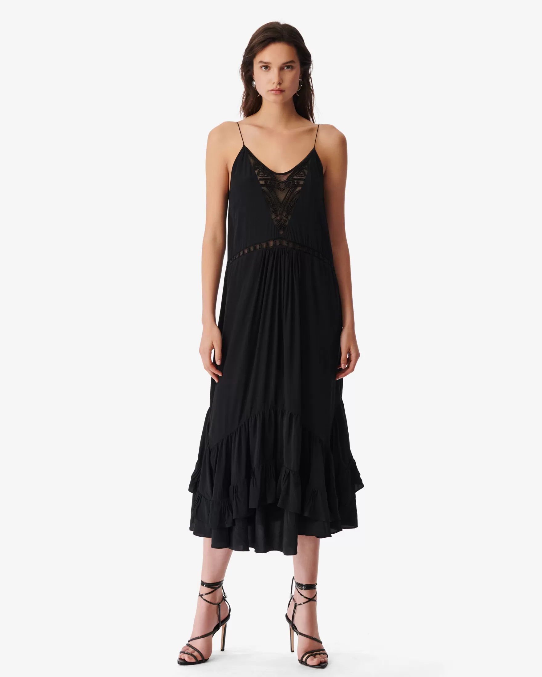 Sale Robe Longue Brodee De Perles Cliff Femme Robes