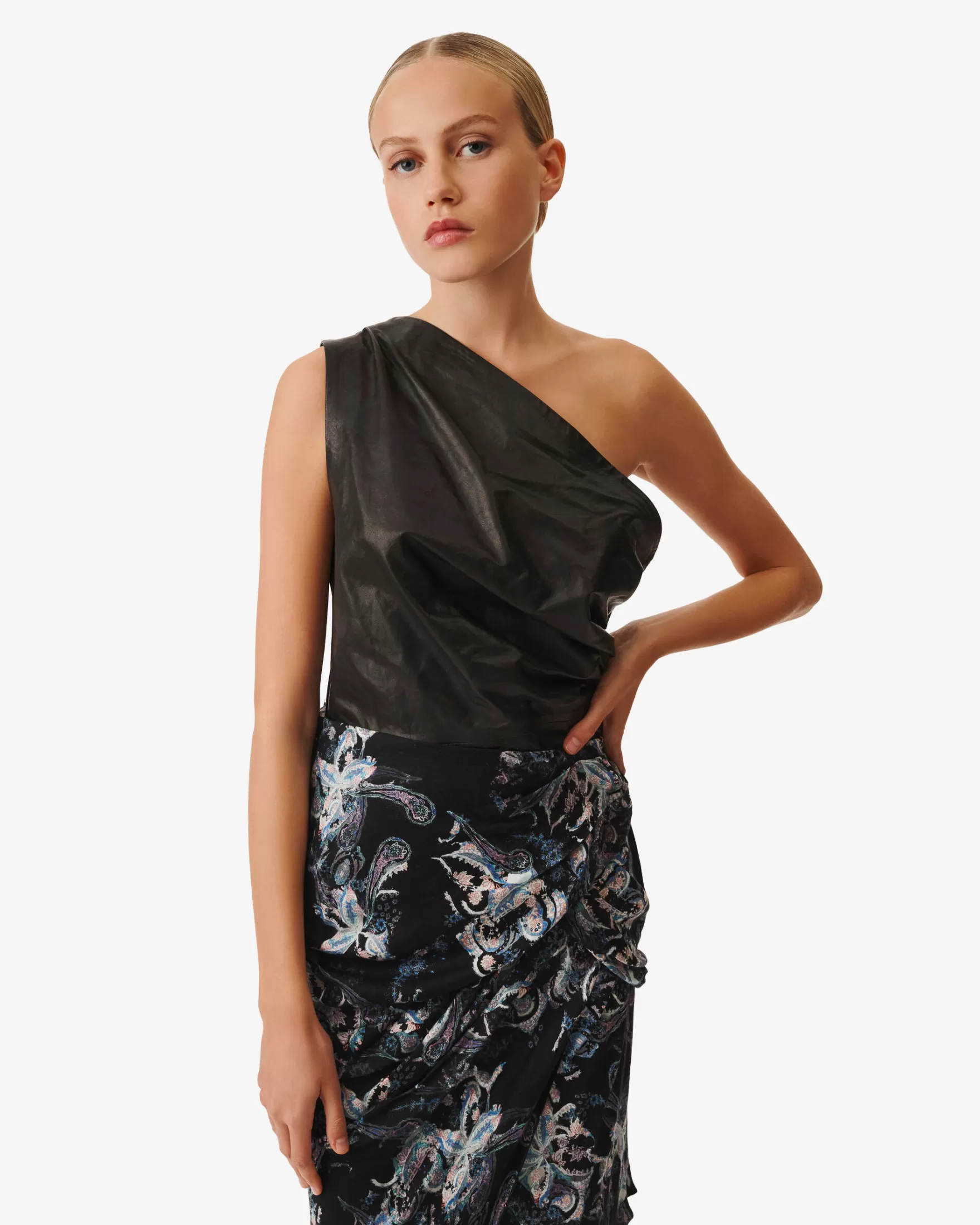Flash Sale Top Asymetrique En Cuir Oana Femme Chemises & Tops