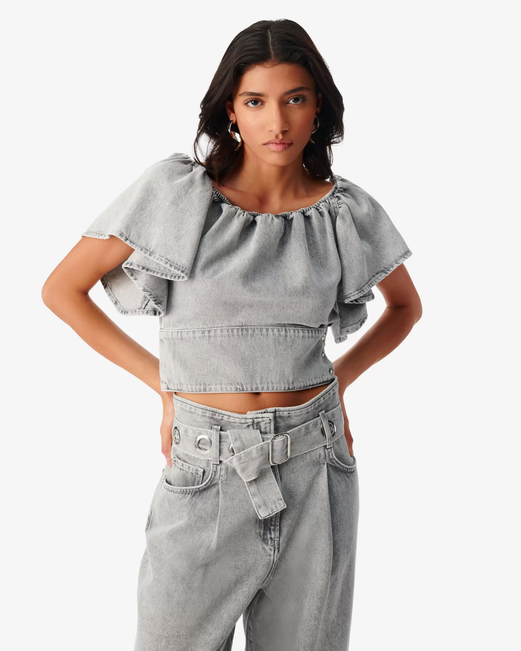 Fashion Top En Jean Kenza Femme Chemises & Tops