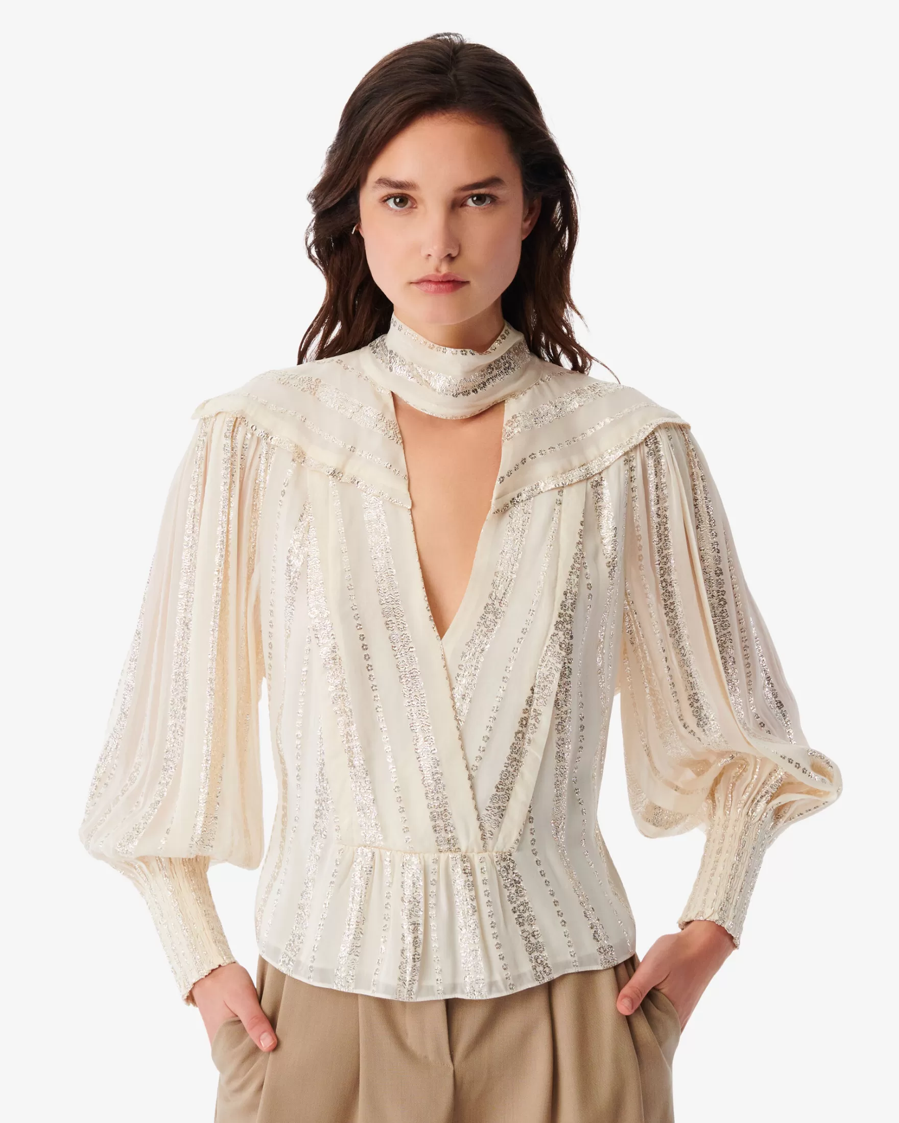 Shop Top En Lurex Col V Viviana Femme Chemises & Tops