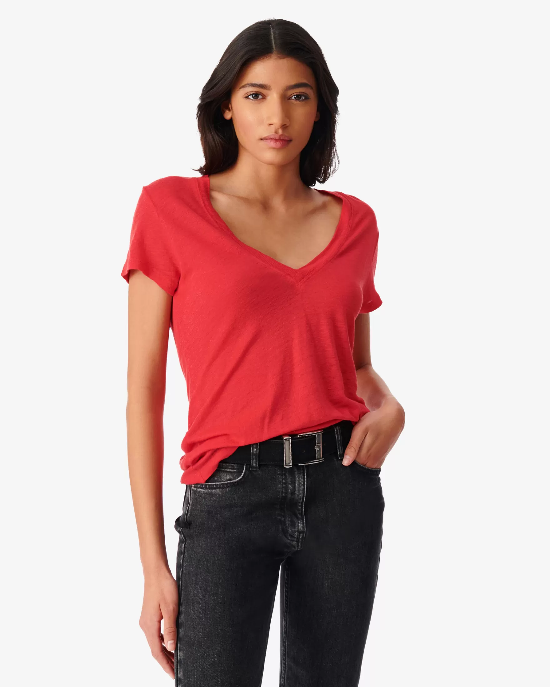 Best T-Shirt Col V En Lin Rodeo Femme T-Shirts