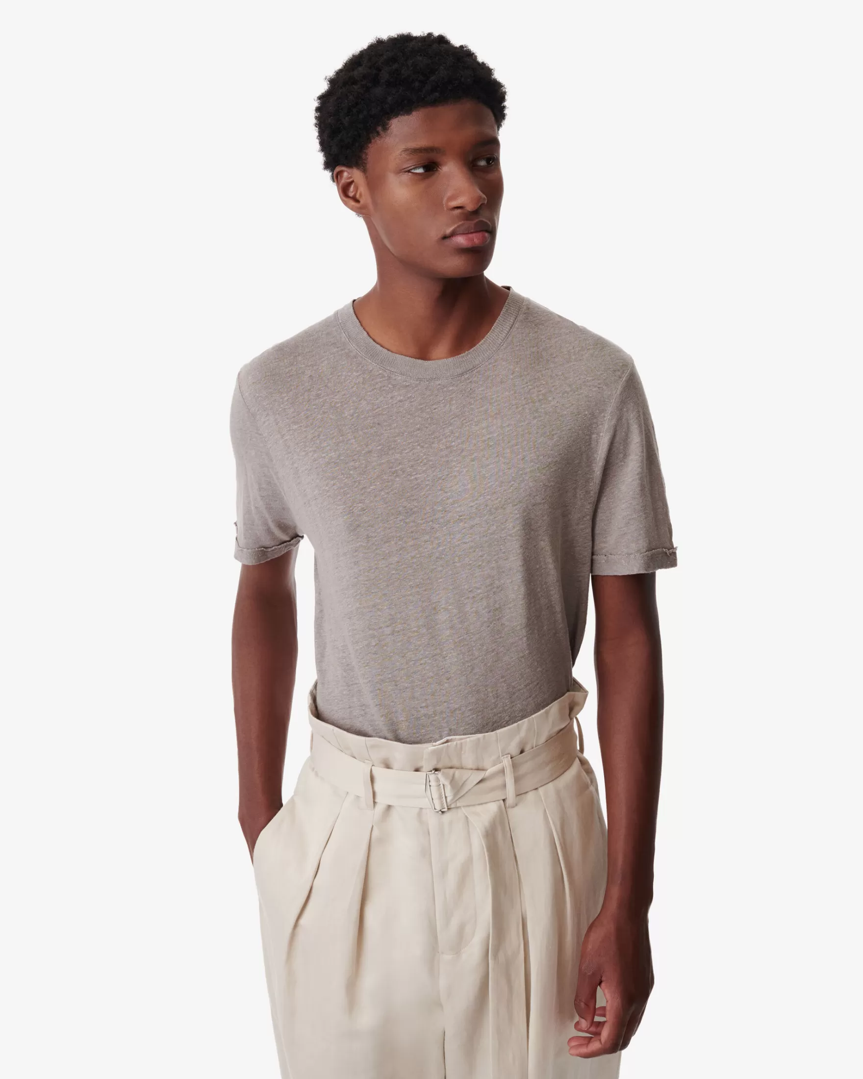 Shop T-Shirt En Lin Col Rond Turi Homme T-Shirts