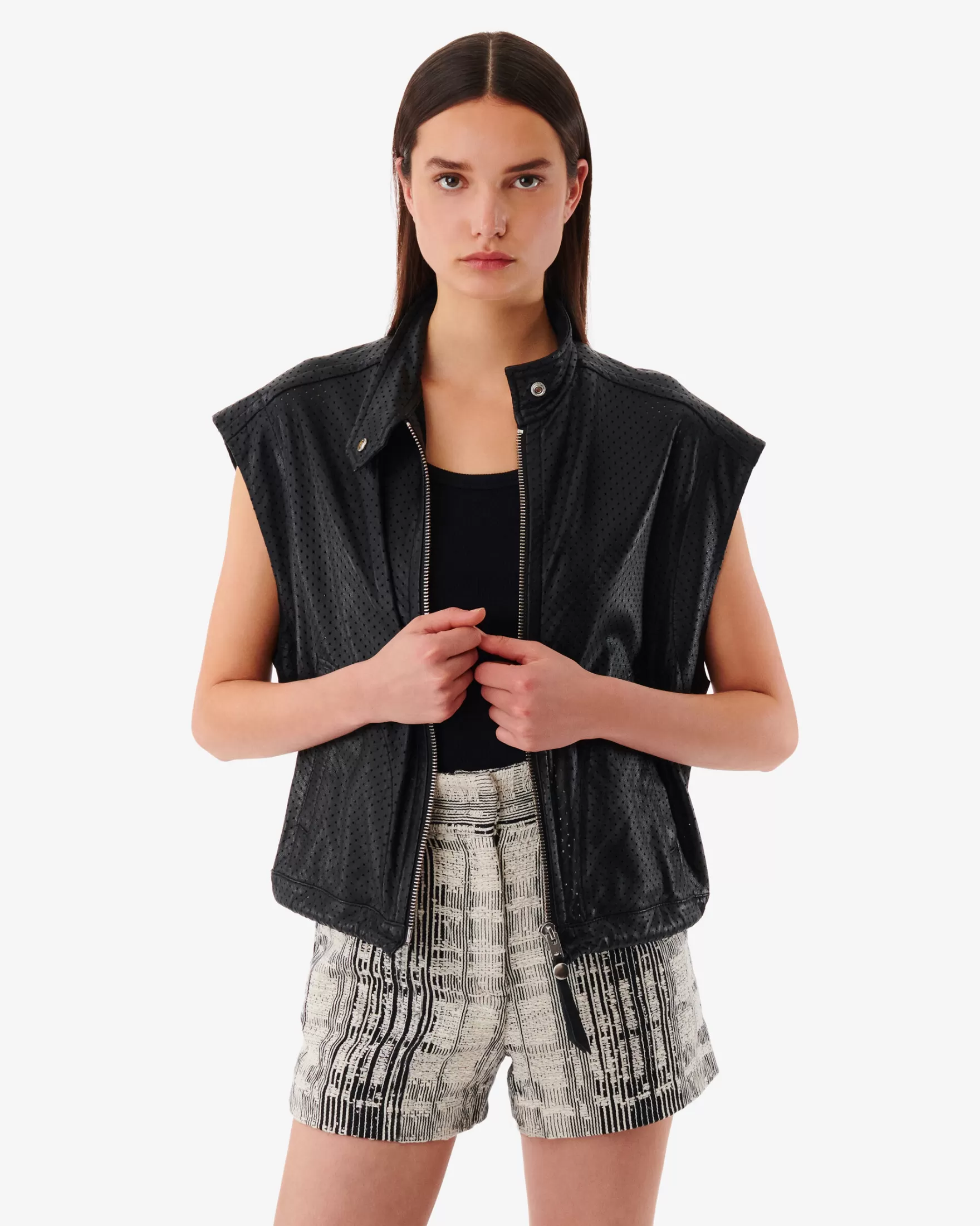 Discount Veste En Cuir Sans Manches Aeria Femme Vestes & Manteaux