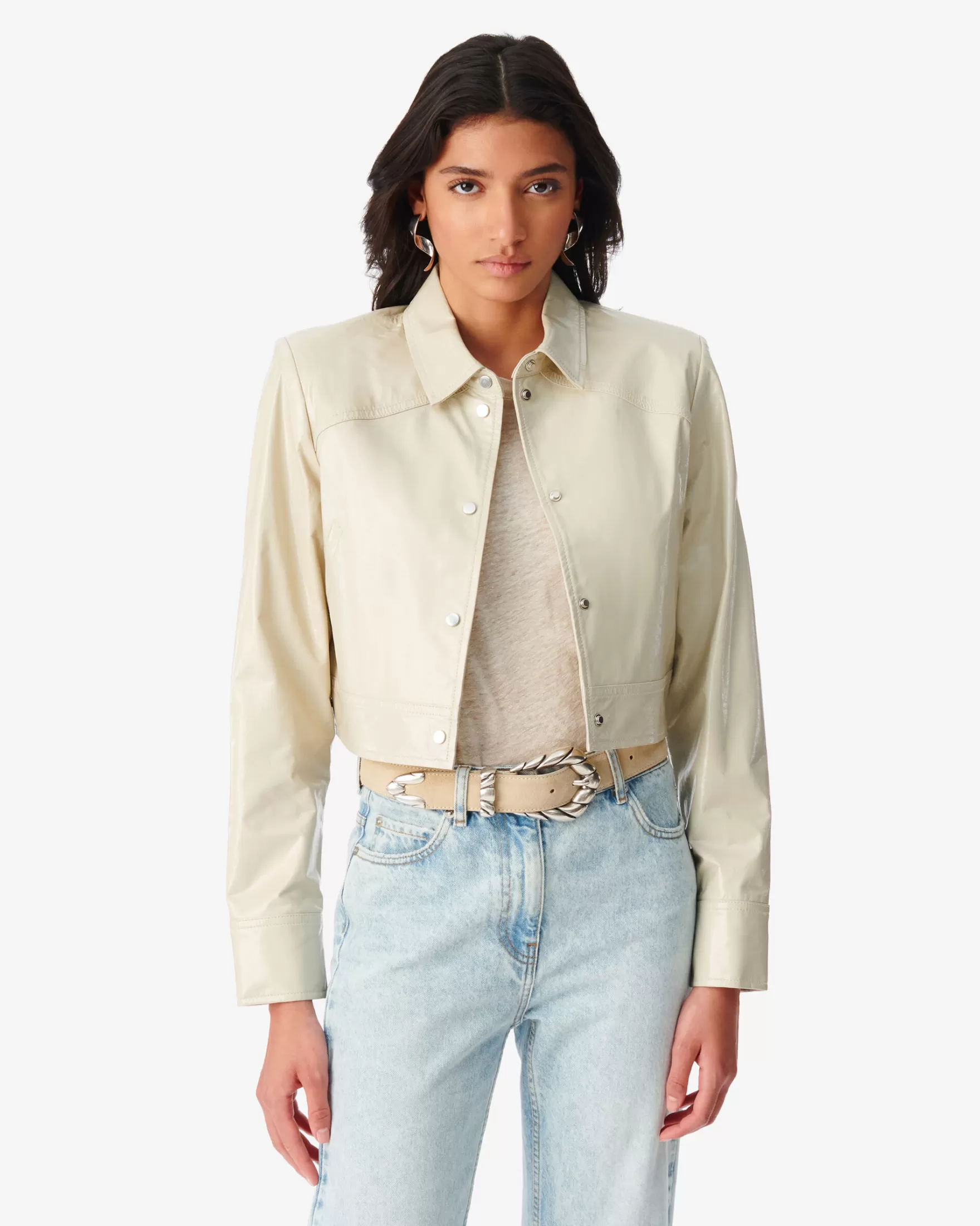 Outlet Veste En Cuir Verni Devta Femme Vestes & Manteaux