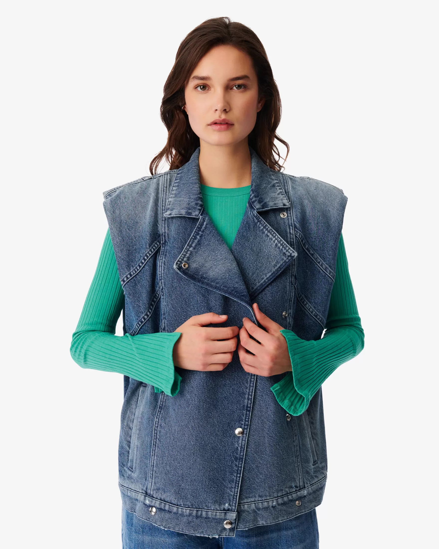 Shop Veste En Jean Sans Manches Beverly Femme Vestes & Manteaux