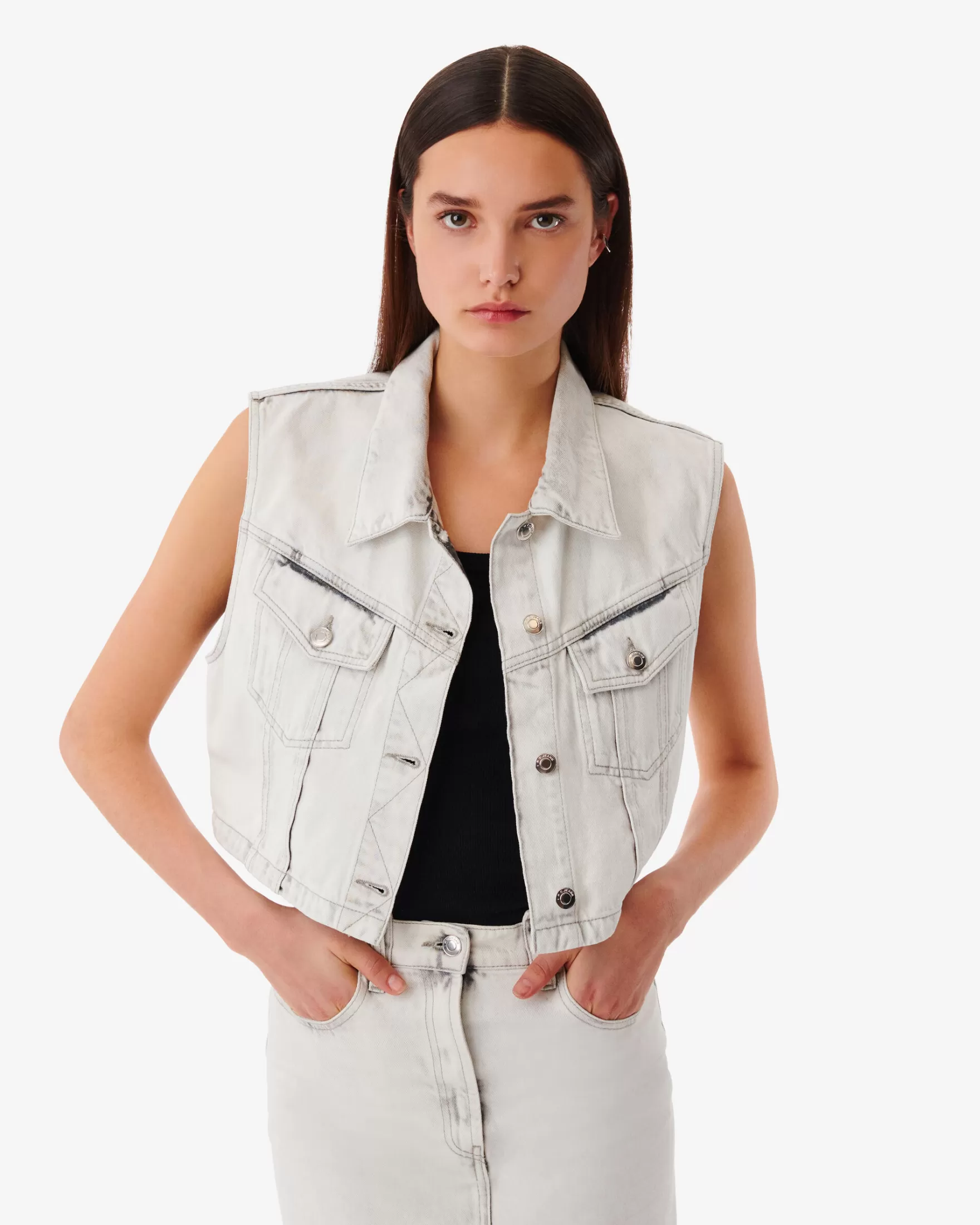 Online Veste En Jean Sans Manches Clodi Femme Vestes & Manteaux