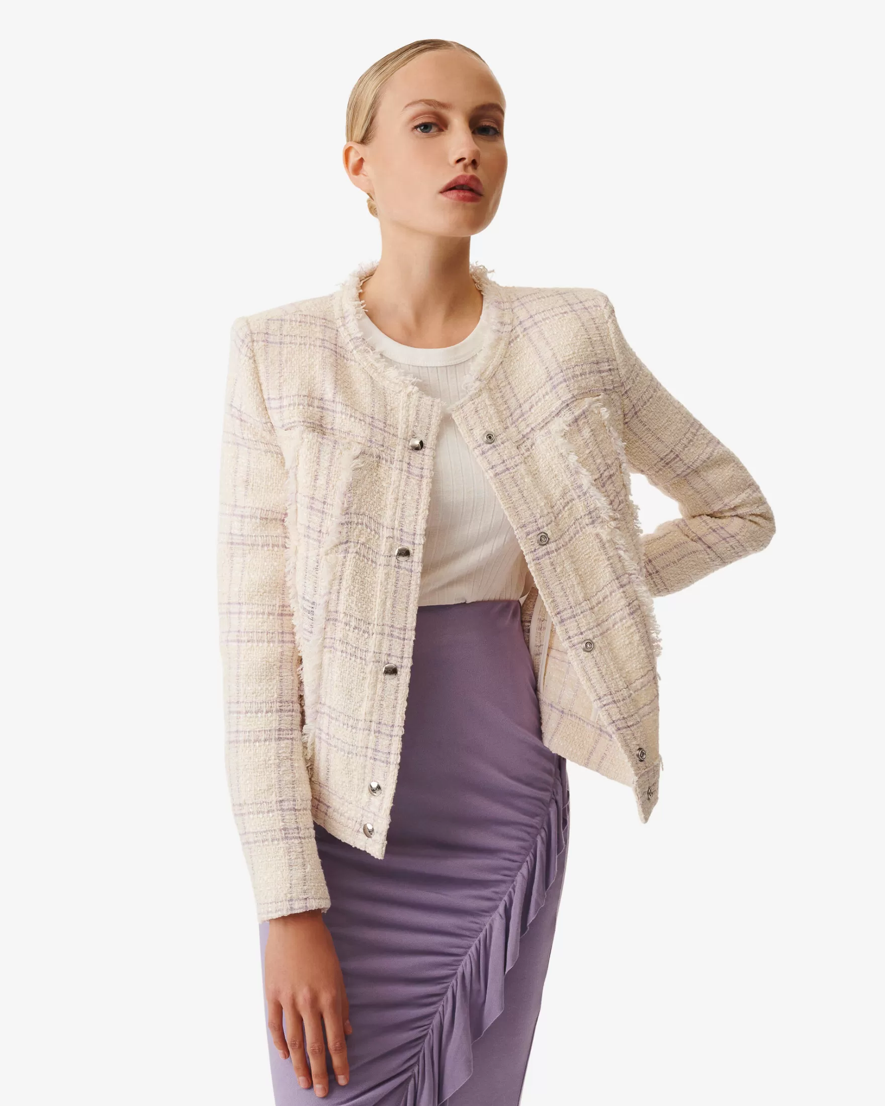 Fashion Veste En Tweed A Carreaux Orlanda Femme Vestes & Manteaux