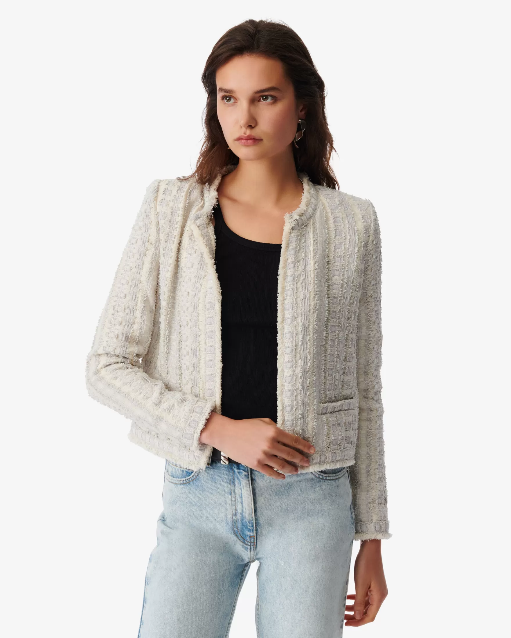 Shop Veste En Tweed Col Rond Sorayan Femme Vestes & Manteaux