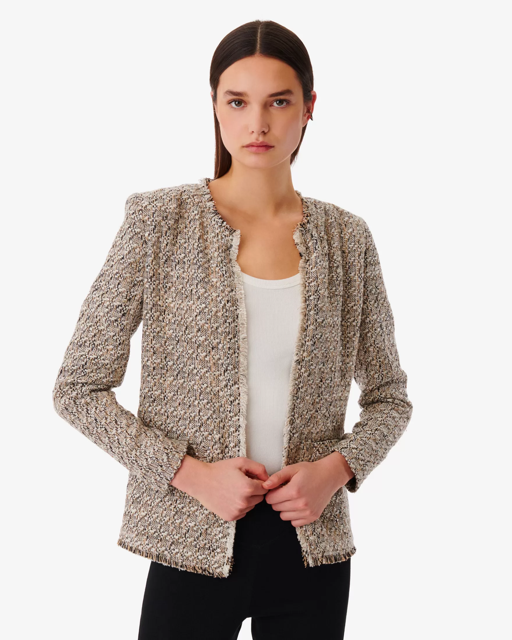 Online Veste En Tweed Col Rond Uspa Femme Vestes & Manteaux