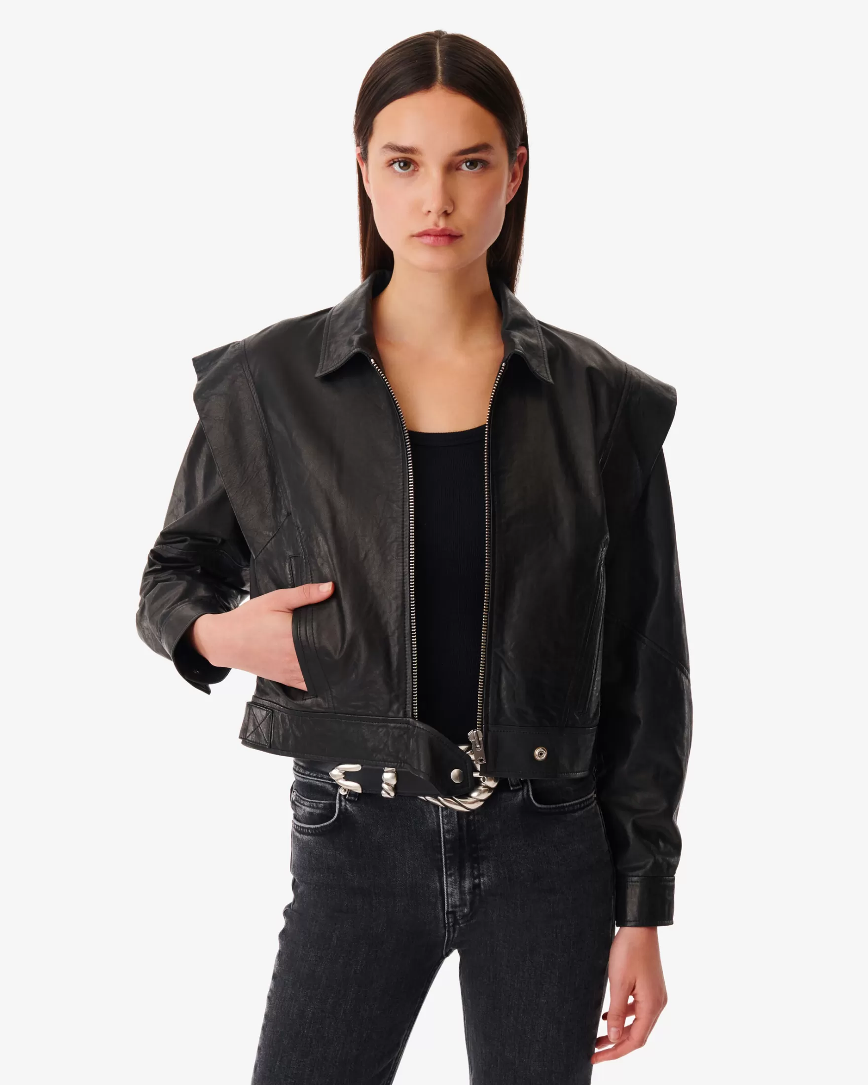 New Veste Stucturee En Cuir Fabia Femme Vestes & Manteaux